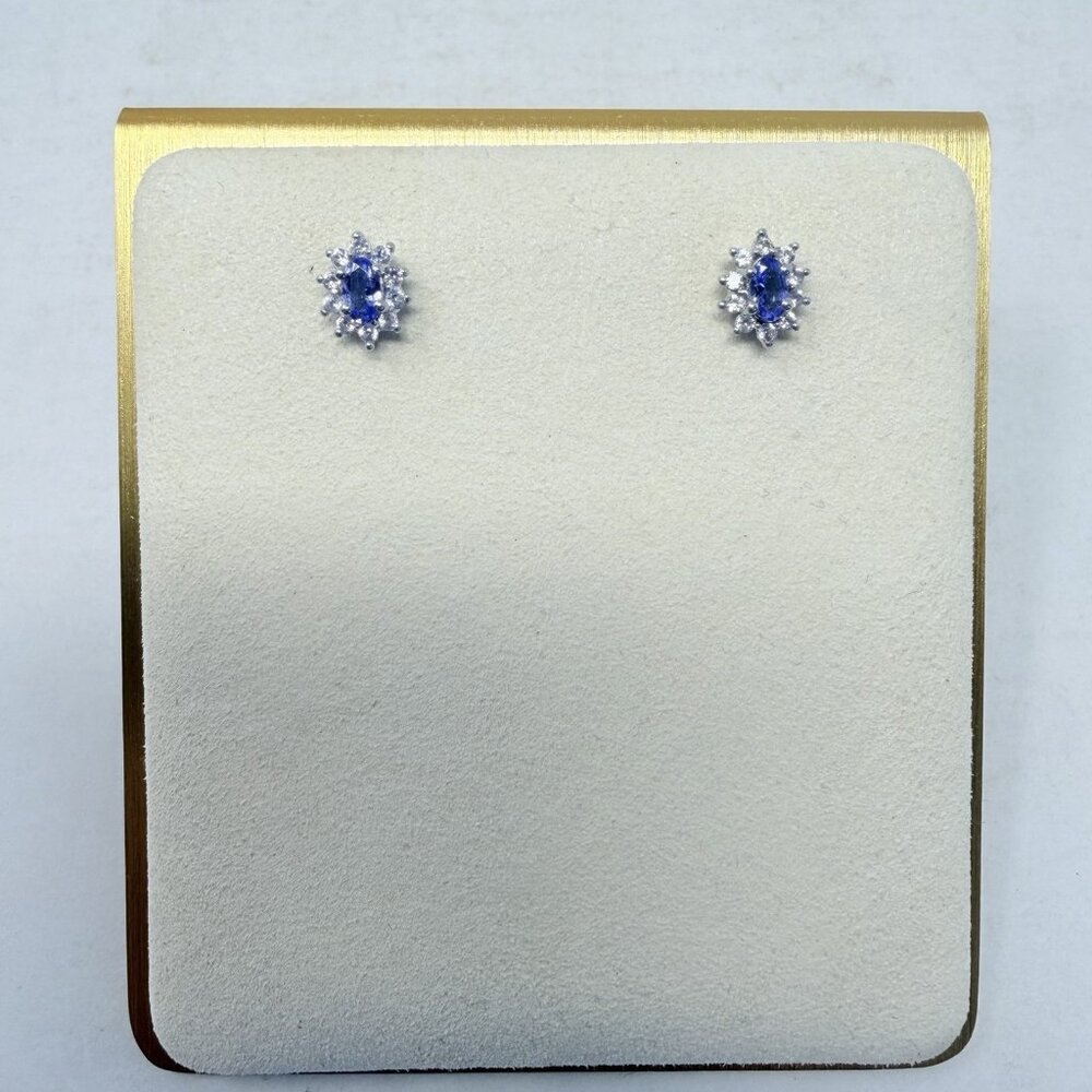 Shop LC Tanzanite/Cambodian Zircon Sterling Silver Floral Stud‎ Earrings 5390